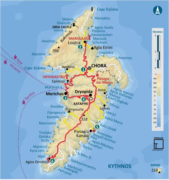 Kythnos island map