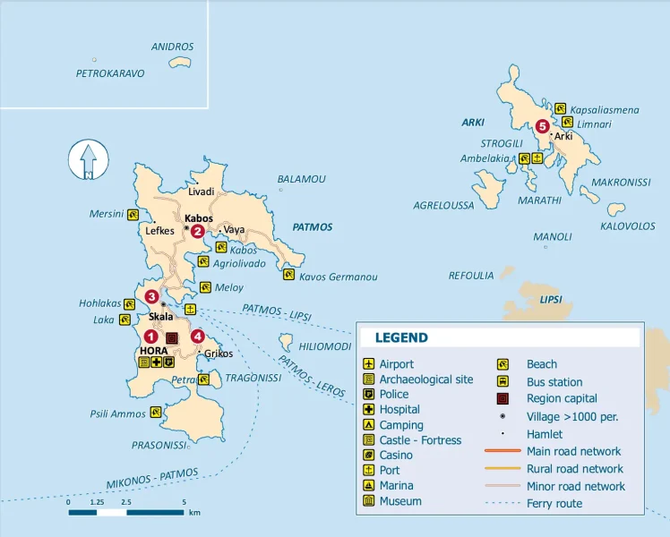 A map of Patmos island