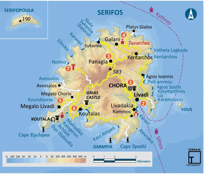 Serifos island geo map